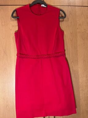 RED Valentino Sleeveless Mini Dress in Bright Red with Braided Waist